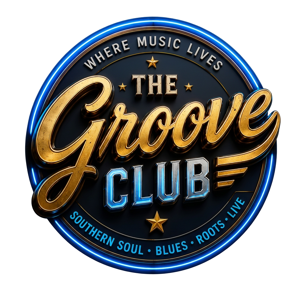 The Groove Club official badge — where music lives, southern soul, blues and roots